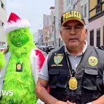 Police officer dressed as the Grinch leads drug raid in Peru