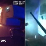 California police rescue man trapped inside burning trailer