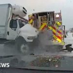 Dashcam video captures moment truck crashes into first responders